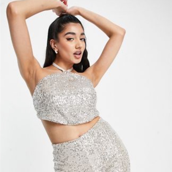Sequin party halter crop top - Picture 2 of 6
